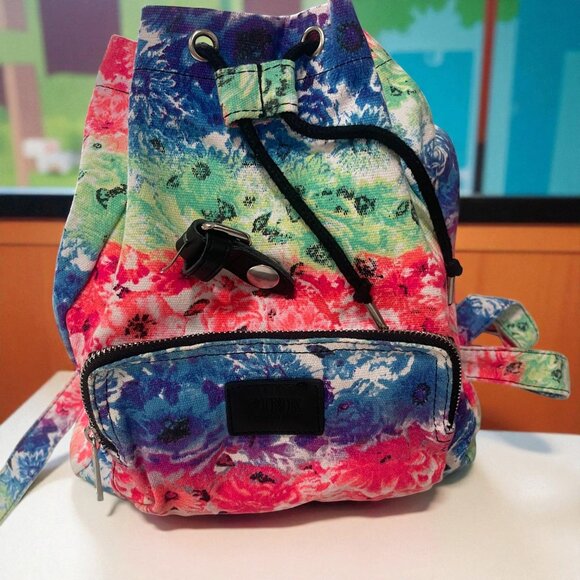 VS Pink Floral Mini Backpack Rainbow Tie Dye Festival Bag Y2K Coquette NWOT - Picture 1 of 6